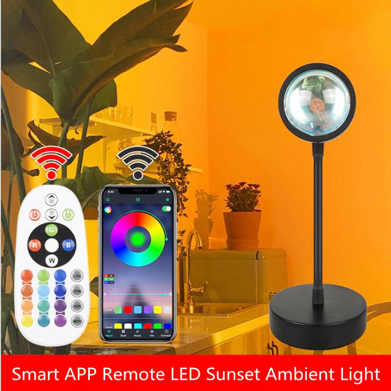 USB Sunset Lamp Smart Bluetooth Sunset Projection Night Light APP Remote Control  LED Light for Room Decoration Bar Atmosphere