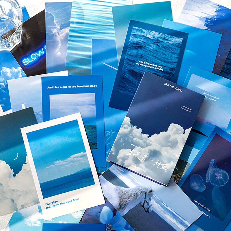 30 folhas/conjunto céu azul e mar série cartão postal cenário bonito presente cartões mensagem