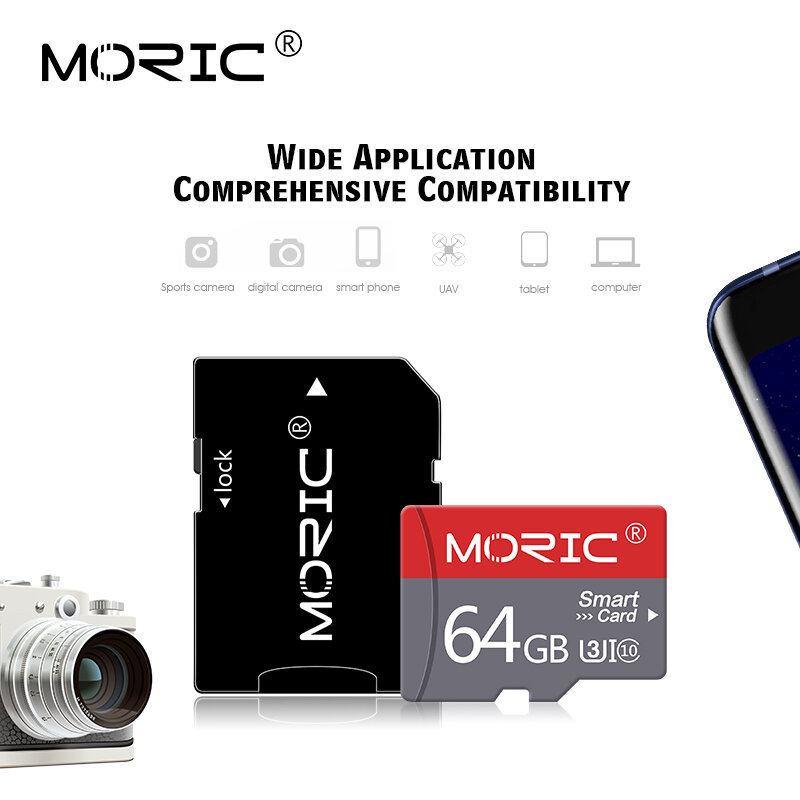 Moric – carte mémoire Flash Micro SD, 4 go 8 go 16 go 32 go 64 go 128 go 256 go, classe 10, TF, avec adaptateur gratuit