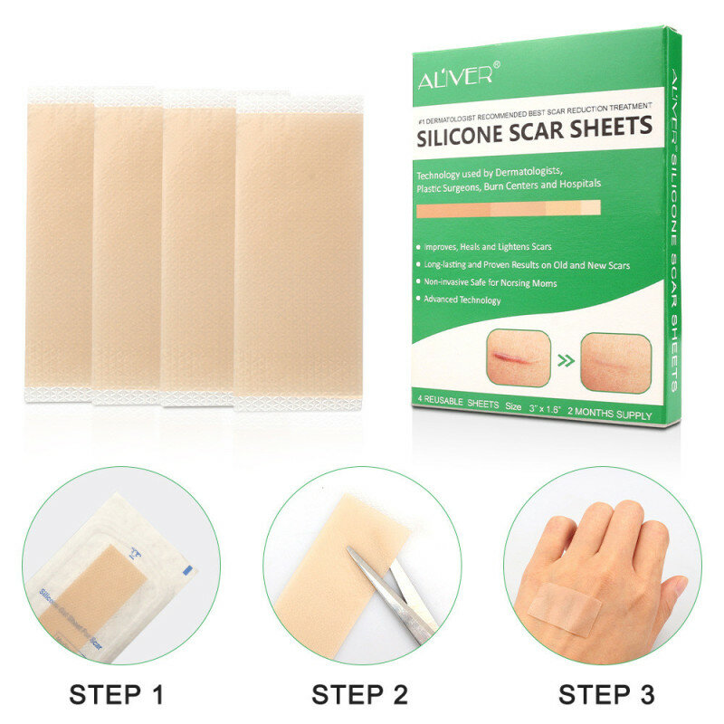 Folhas de silicone reutilizáveis para remoção de cicatrizes, adesivo para remoção de acne, gel para terapia de cicatrizes, remoção de trauma