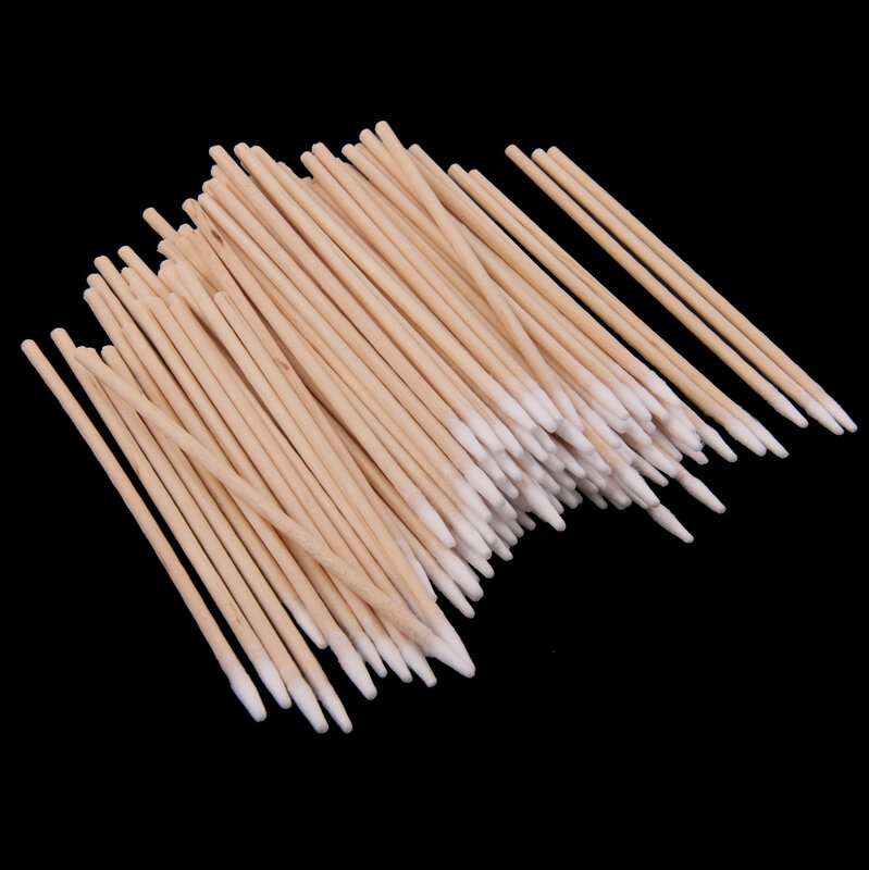 100pcs Cotton Swabs Laboratory Wood Handle Makeup Applicator 10cm - Great for wound care makeup applications hobbies crafts