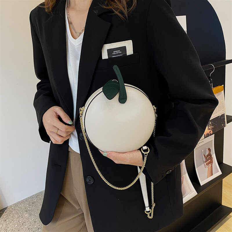 Divertenti borse a tracolla per donna 2021 nuova borsa a tracolla in pelle catena da donna simpatico partito borsa rotonda femminile di moda di forma rotonda