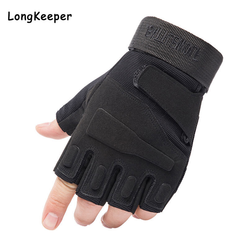 Fashion Adjustable Half Finger Tactical Gloves Motorcycle Cycling Gloves Men Non-Slip Fingerless Miltary Paintball Gloves