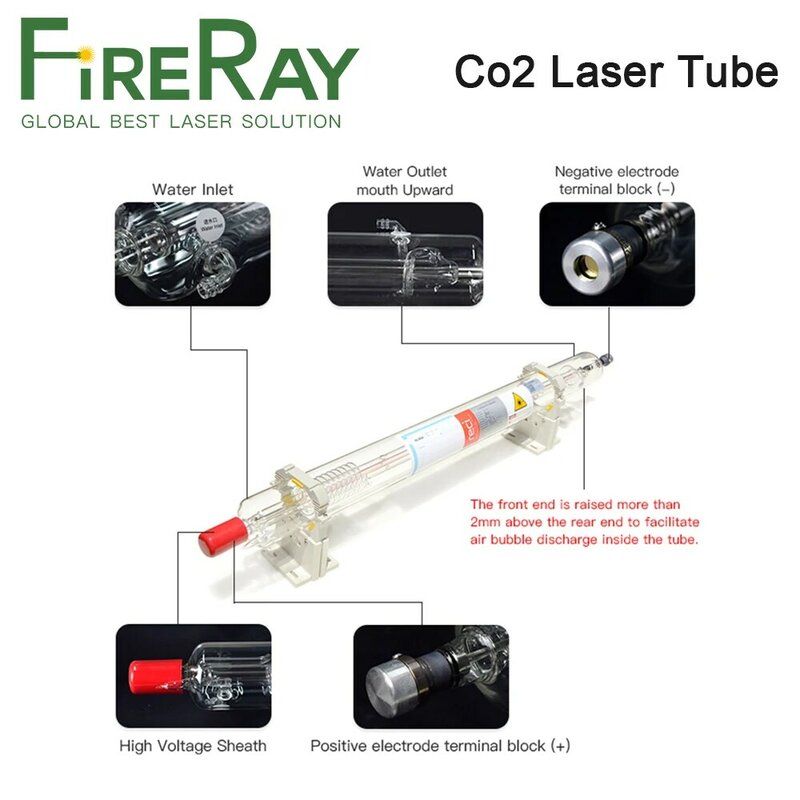 Fireray reci tubo do laser w6 t6 130w comprimento 1650 diâmetro. 80 65mm tubo do laser do co2 para a máquina de corte da gravura do laser do co2 s6 z6