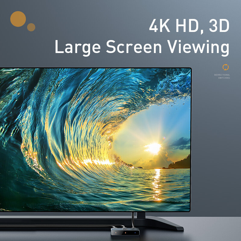 Baseus 4K HD 스위처 양방향 스위치 디지털 라이트 디스플레이 1-in-2 또는 2-in-1 듀얼 모드 오디오 비디오 스위칭 HD 스위처