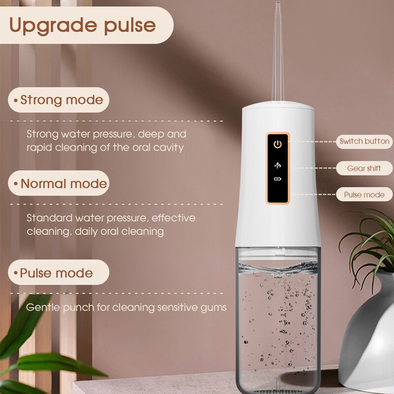 [Boi] White Removable 200Ml USB Fast Charge Smart Electric Oral Irrigator Syringe Water Flosser Portabel Pembersih Gigi