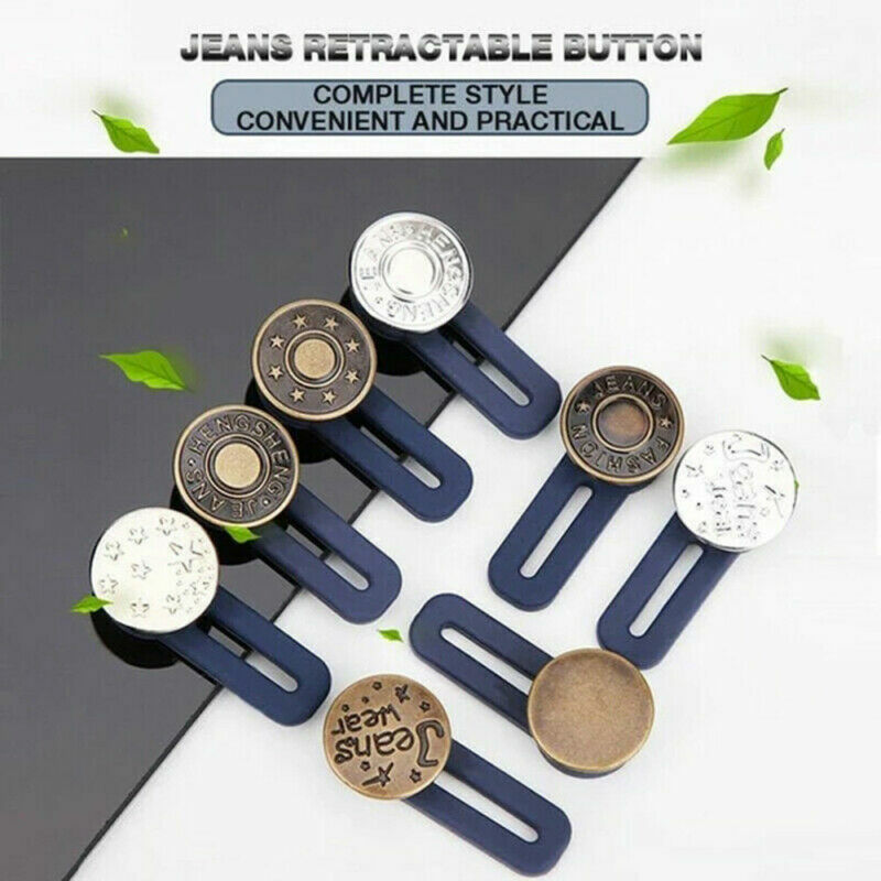Botones de Jean retráctiles ajustables para cintura, botones de Metal con letras, botones de costura gratis, aumento de cintura