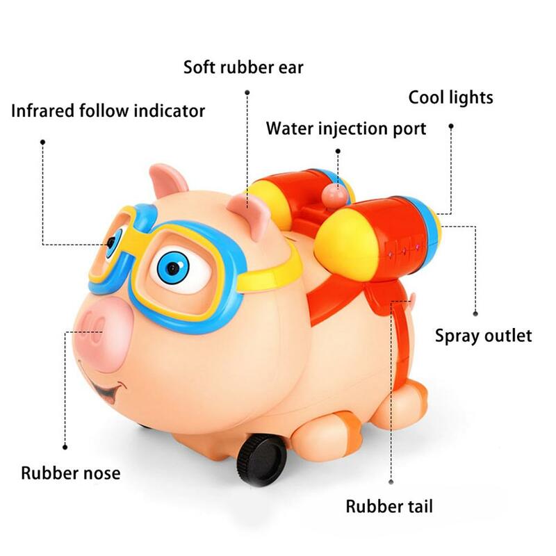 2.4g spray porco relógio de controle remoto carro brinquedo net vermelho elétrico crianças brinquedo sensor remoto sensoriamento carro presentes das crianças 2020