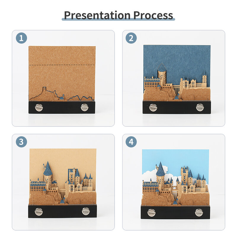 Omoshiroi Castle 3D Memo Pad Howarts Block Notepad 3D Sticky Notes Pearl Note Paper DIY Scrapbooking Novelty Gifts For Boyfriend
