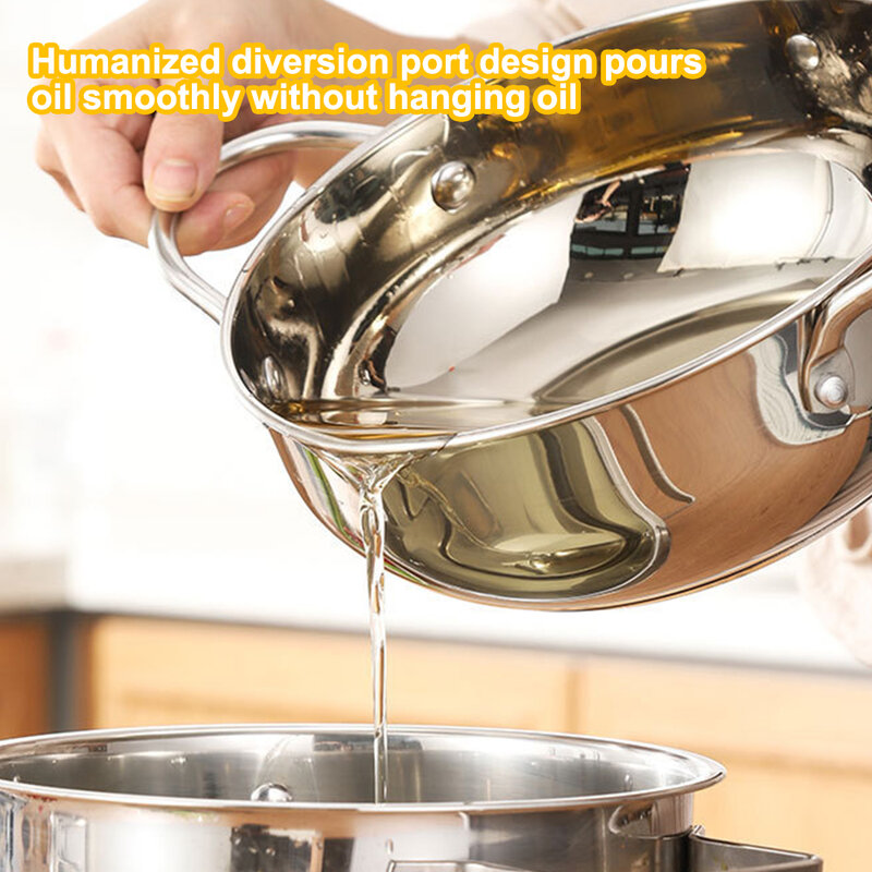 Kitchen Deep Frying Pot Thermometre Tempura Fryer Pan Temperature Control Fried Chicken Pot Cooking Tools Stainless Steel
