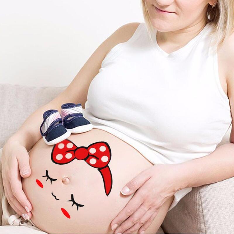 1Pc untuk Ibu Hamil Maternity Foto Kehamilan Foto Foto Lukisan Perut Stiker N5J1