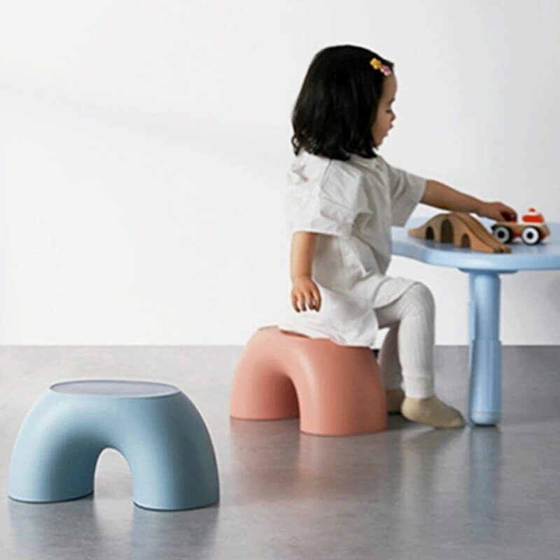 Simples semi-anel arco-íris pequeno banco de casa cadeira interior crianças fezes footboard móveis brinquedo sofá crianças quarto