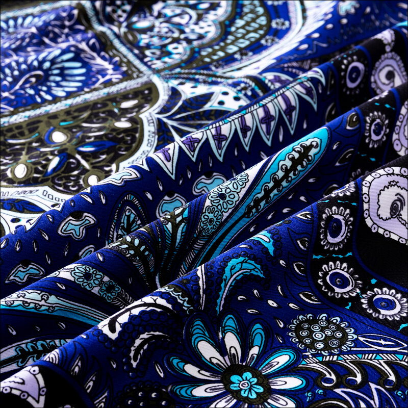 Bufanda de seda de sarga enrollada a mano con estampado retro, pañuelo de diseñador, Cuadrado, para primavera y verano, 90, 90cm