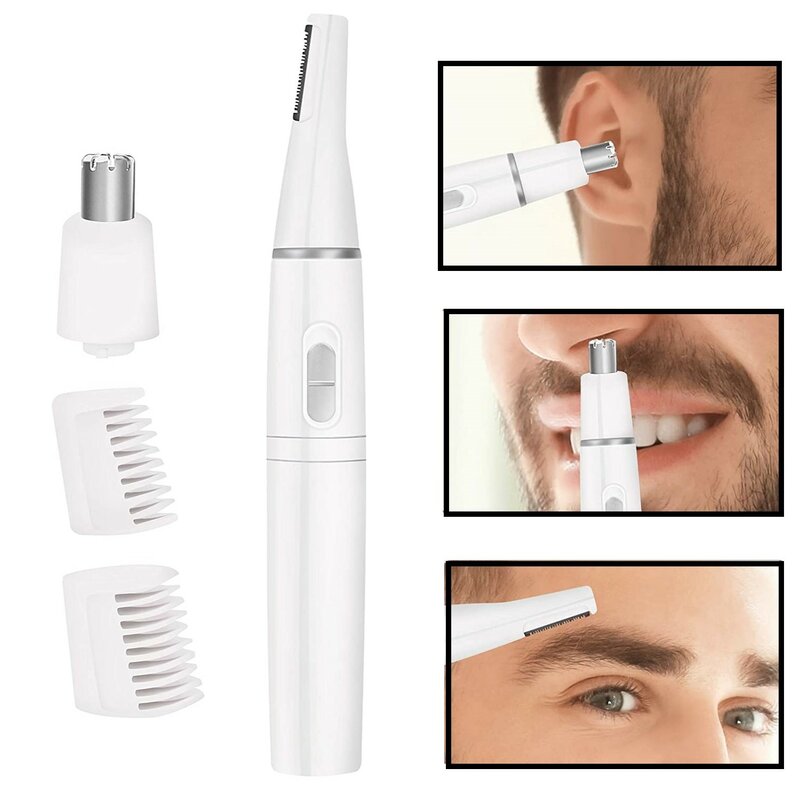 2 in 1 Nose Hair Trimmer for Men Professional Painless Eyebrow Trimmer Electric Facial Hair Removal Razor for Women Makeup Tool