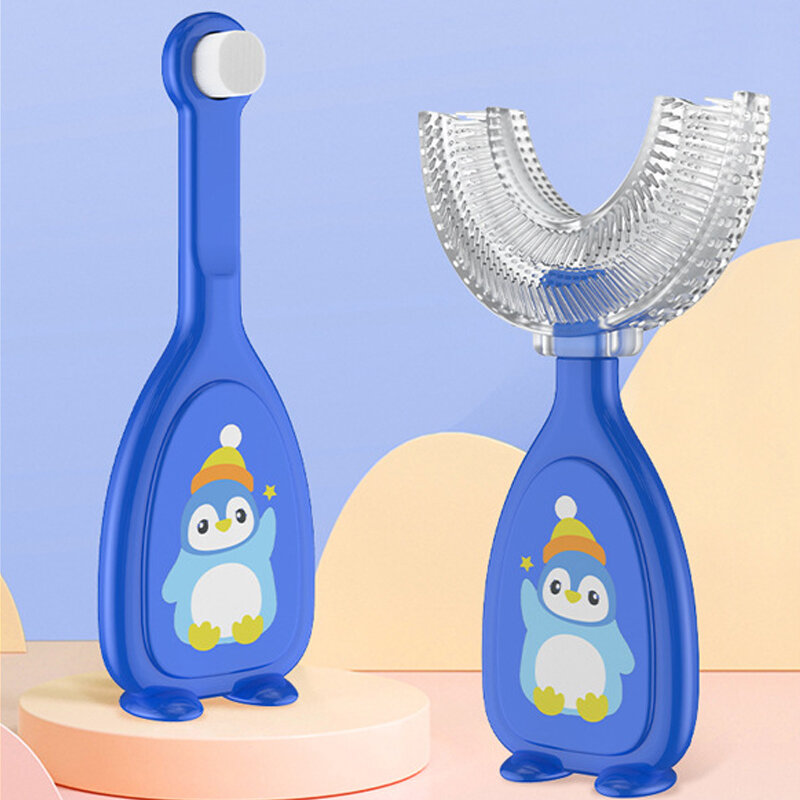 Bebê escova de dentes crianças 360 graus em forma de u criança mordedores de dentes macio silicone bebê escova de dentes crianças higiene oral limpeza