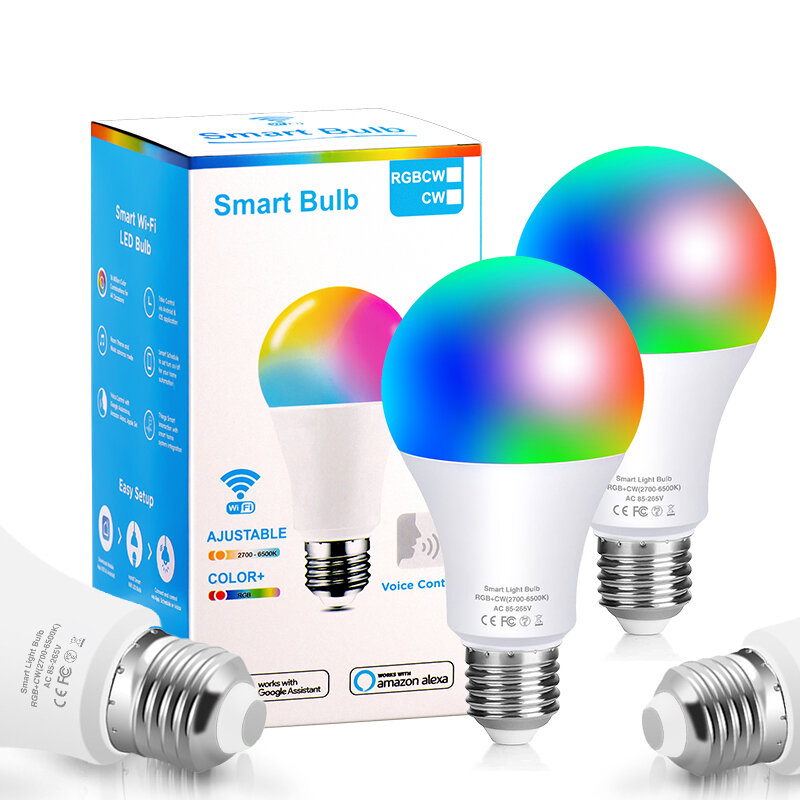 WIFI APP Control 스마트 LED 램프 스마트 LED 전구 10W Siri 음성 제어 매직 전구, Alexa Google Spotlight Home