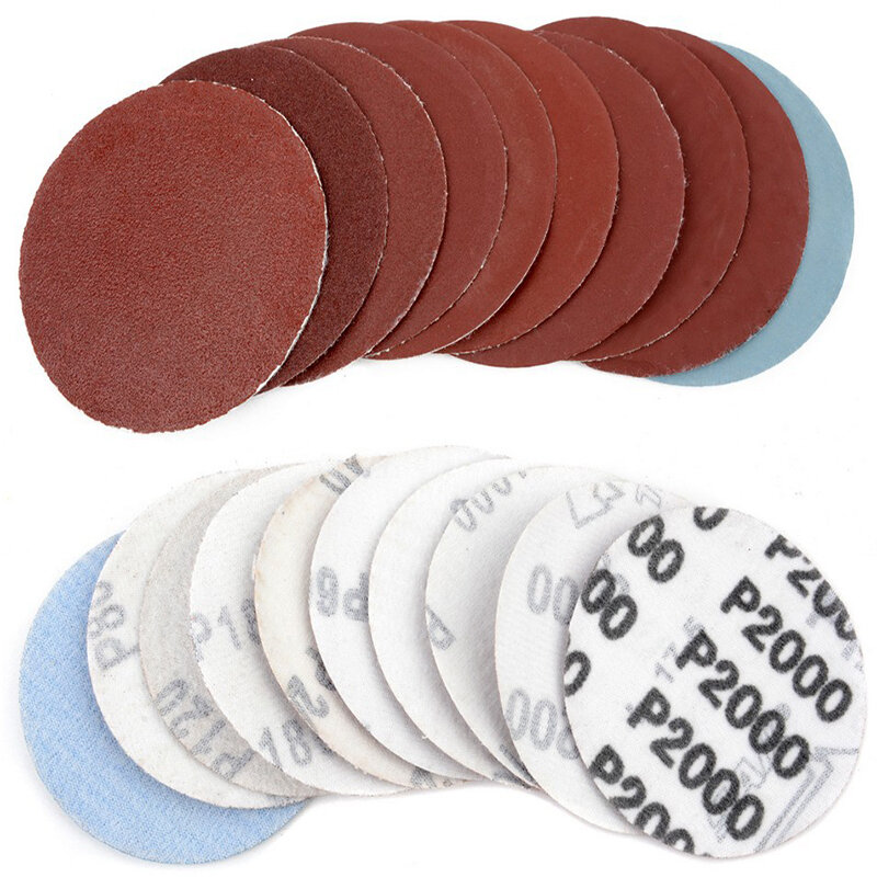Papel de lija redondo de 100 piezas, discos de lijado de 75mm y 3 ", hojas de almohadillas de pulido para pulido General