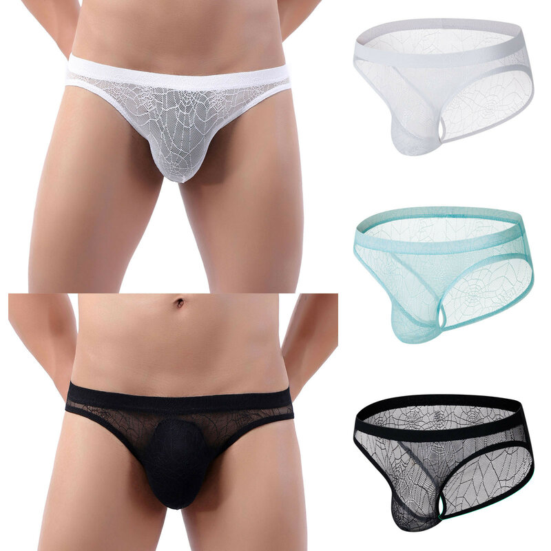 S-XL Sissy Mesh Men's Panties Breathable Sexy Underwear Sexy Lingerie Mens Gay Thongs Lace Temptation Underpants Porno Briefs