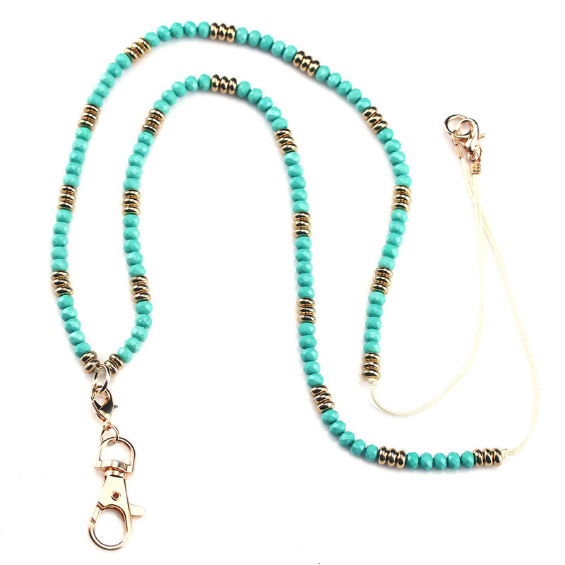Mode Grün Abzeichen Lanyards mit ID Halter Keychain Halter Halskette Lanyards Perlen Lanyards für Frauen Mädchen
