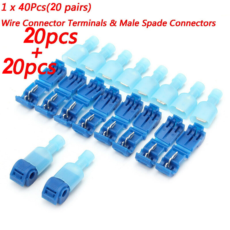 20/40Pcs Quick Electrical Cable Connectors Snap Splice Lock Wire Terminals Crimp