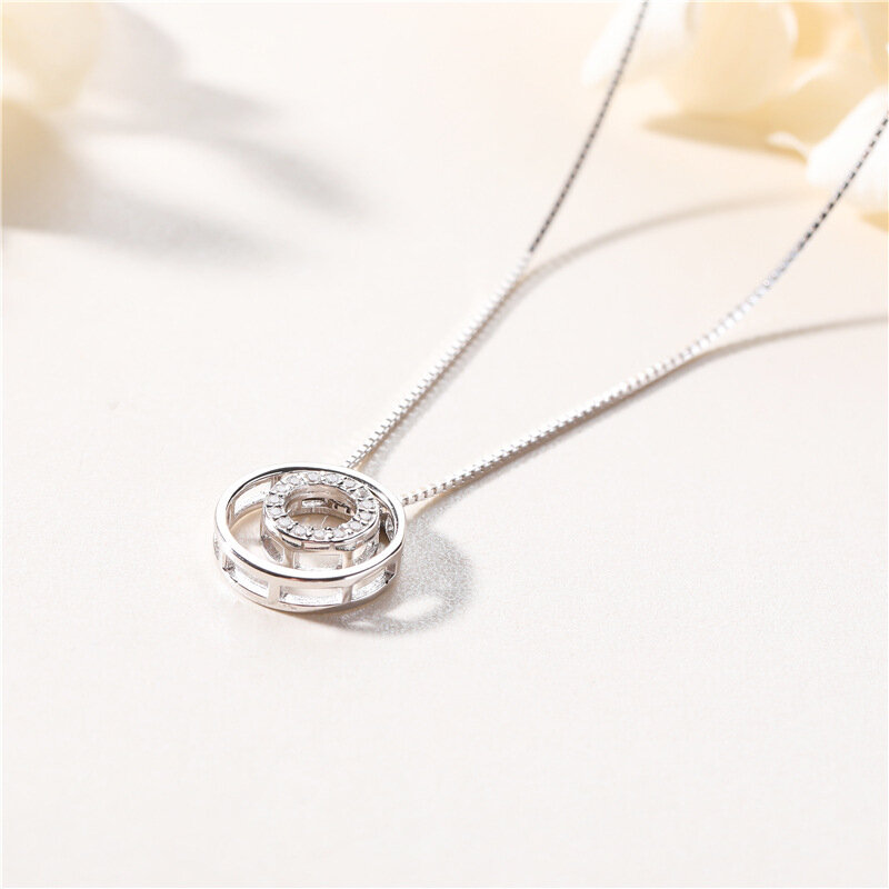 Sodrov Simple Necklace Geometric Circle 925 Sterling Silver Sterling Silver Necklaces 925 for Women