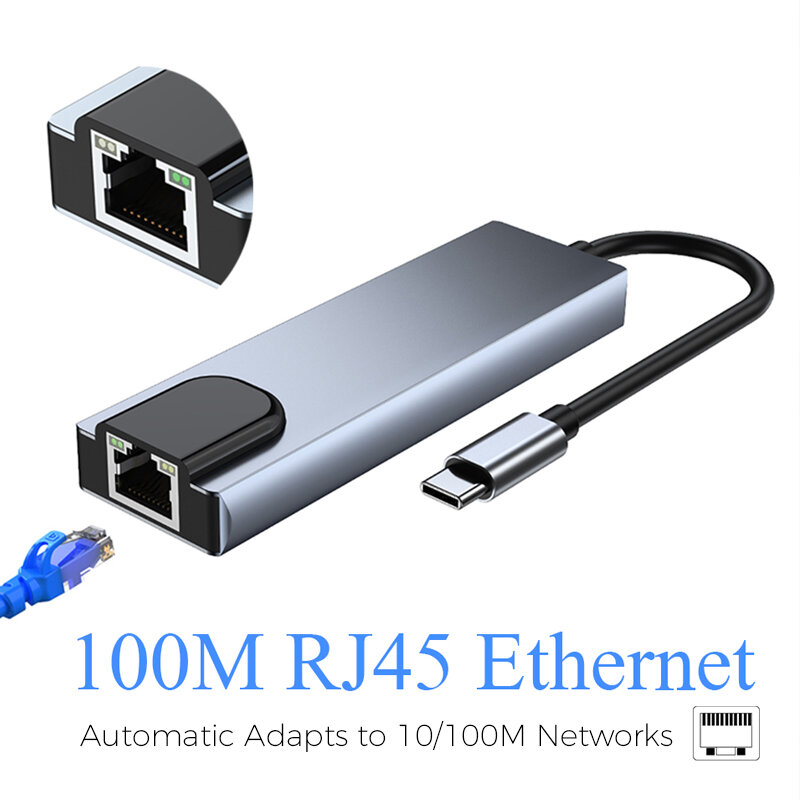 USB Để HDMI-Compatation VGA PD RJ45 TF/SD Adapter Dock USB3.0 11 Bộ Chia Cổng Dock loại C HUB Cho Macbook Air M1 Pro