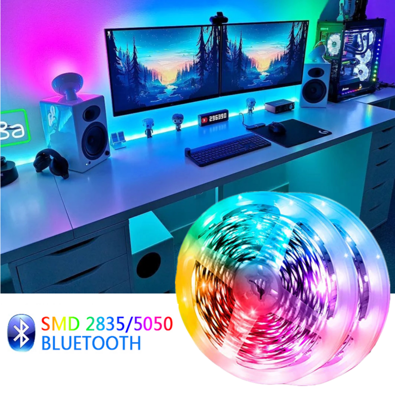Светодиодная лента с Bluetooth, 12 В, RGB 5050 2835, инфракрасная Гибкая лампа, лента с диодом, постоянный ток, 5 м, 10 м, 20 м, цвета, украшение для дома
