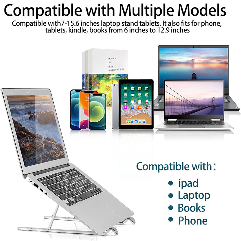 Soporte portátil para ordenador portátil, Base de aluminio plegable para Macbook Pro, soporte ajustable para tableta