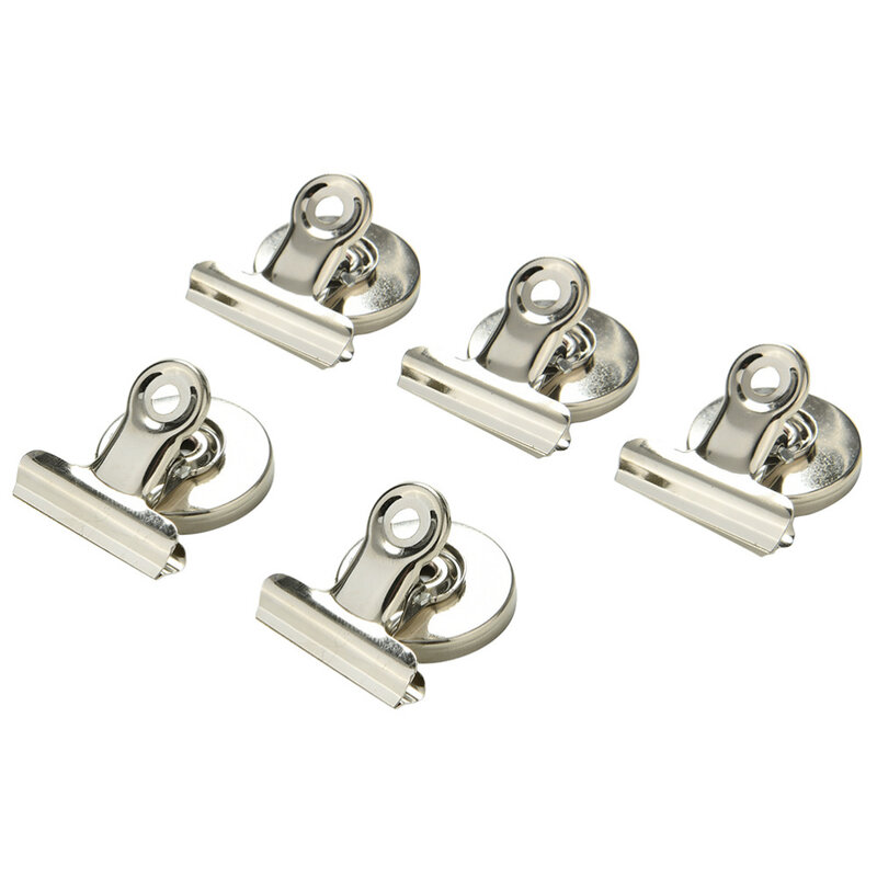 5Pcs Magnetic Clip Magnet Memo Note Message Holder Silver Metal Clamp Multifunctional Creative Paper Office Clips  3cm