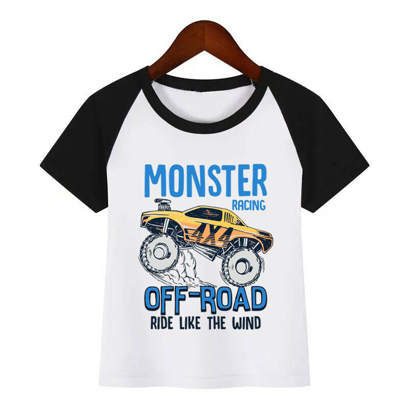 Camiseta divertida de coche de dibujos animados, ropa divertida, camiseta de verano para niños, camiseta para niños