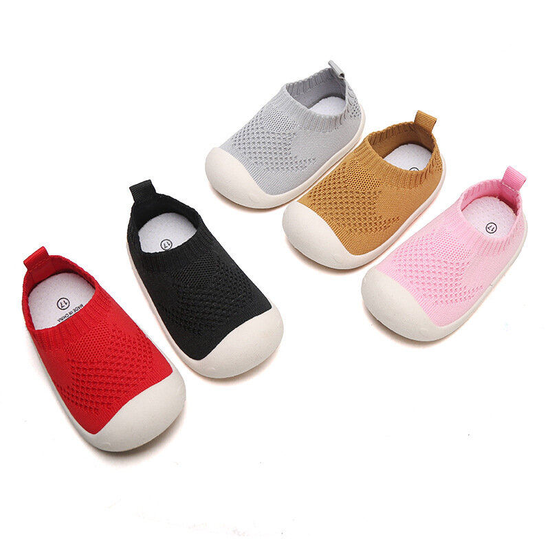 Sapatos de criança para meninos e meninas, sapatos casuais de malha macia e antiderrapante para primavera, 2021