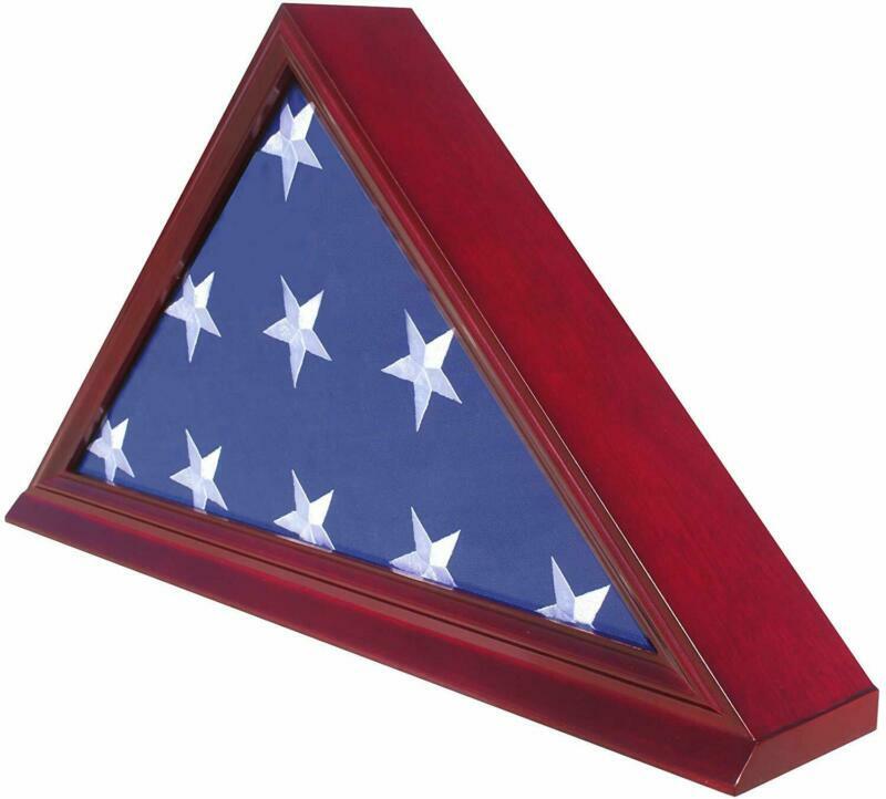 Présentoir de drapeau commémoratif pour enterrement de 5 'x 9.5', en bois massif, en verre véritable