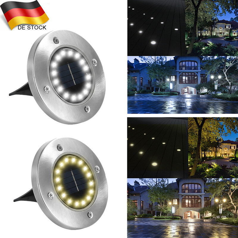 Solar Power Ground Light 16LED Solar Disk Lamp Waterproof Patio Garden Landscape Light For Walkway Yard Lawn Underground Light