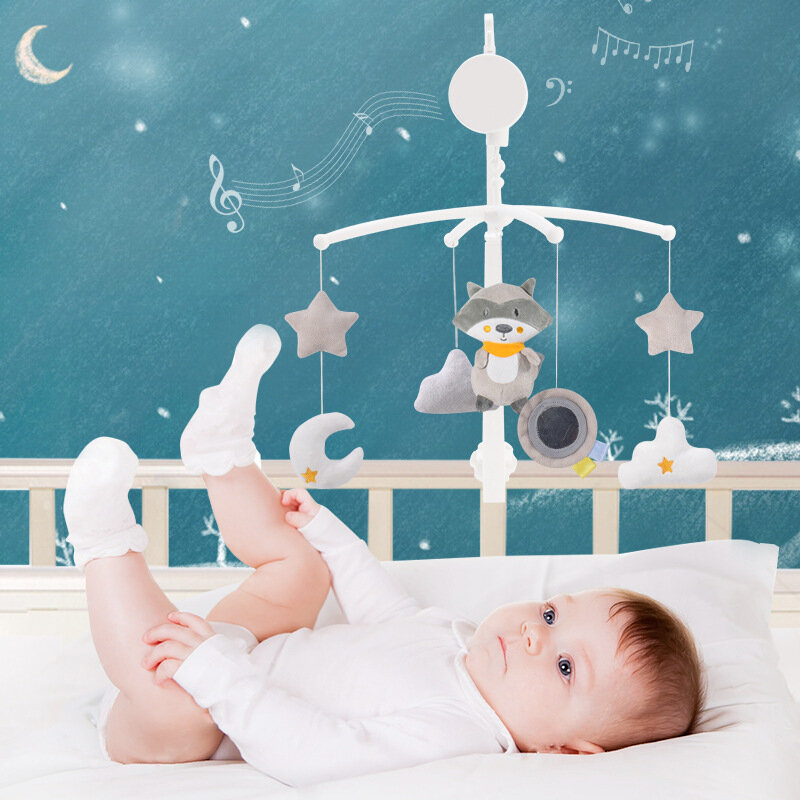 Baby Rasseln Baby Spielzeug 0-12 Monate Halter Rotierenden Plüsch Tier Süße Krippe Weiche Wind Glocke Musik Box Mobile zu Bett Neugeborenen Rassel