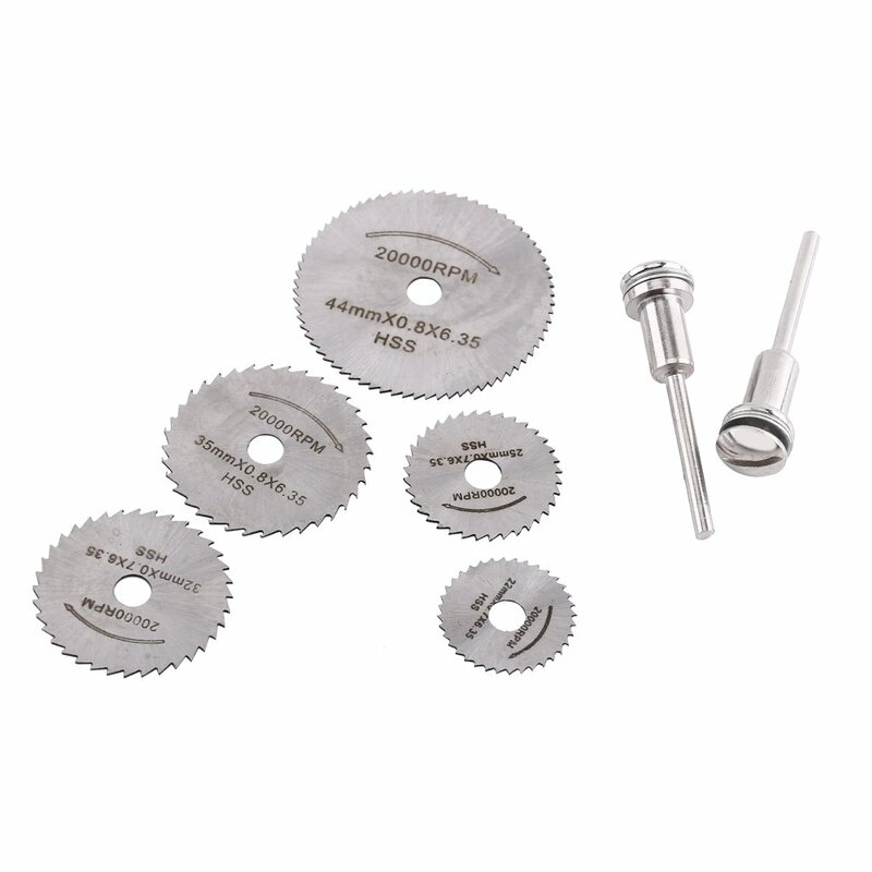 5pcs/Pack Circular Saw Blades Set Mini HSS Saw Disc Wheel Cutting Blades with 2 1/8" Extension Rods for Rotary Tool
