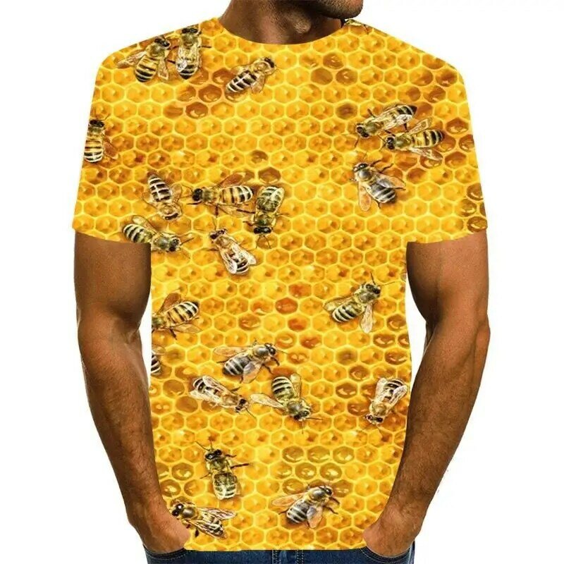 Funny Ms. Bee 3D Print Summer Men's T-Shirt Personality Street Round Neck Short Sleeve Unisex Hip Hop Tops Tee Male T Shirt 6XL