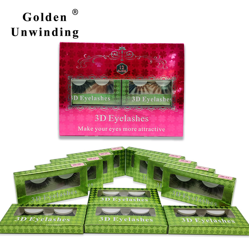12 пар ресниц для макияжа 5D норковые ресницы натуральные длинные Многоразовые Накладные ресницы 3D шелковые золотые размотки