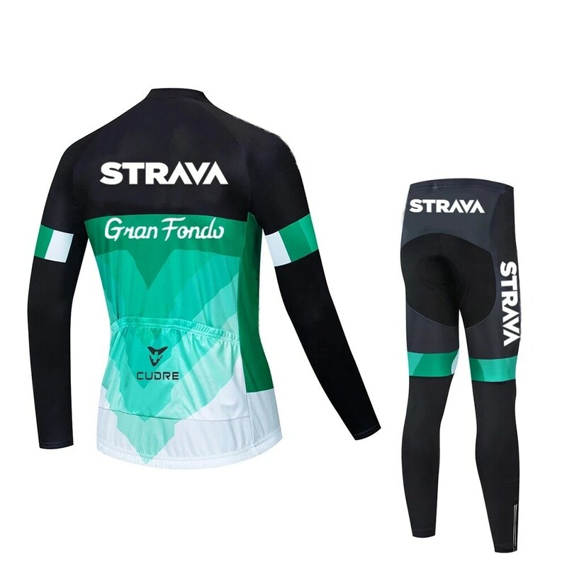STRAVA-Conjunto de jersey de ciclismo de manga larga para hombre, ropa de ciclismo de montaña, uniforme, 2021