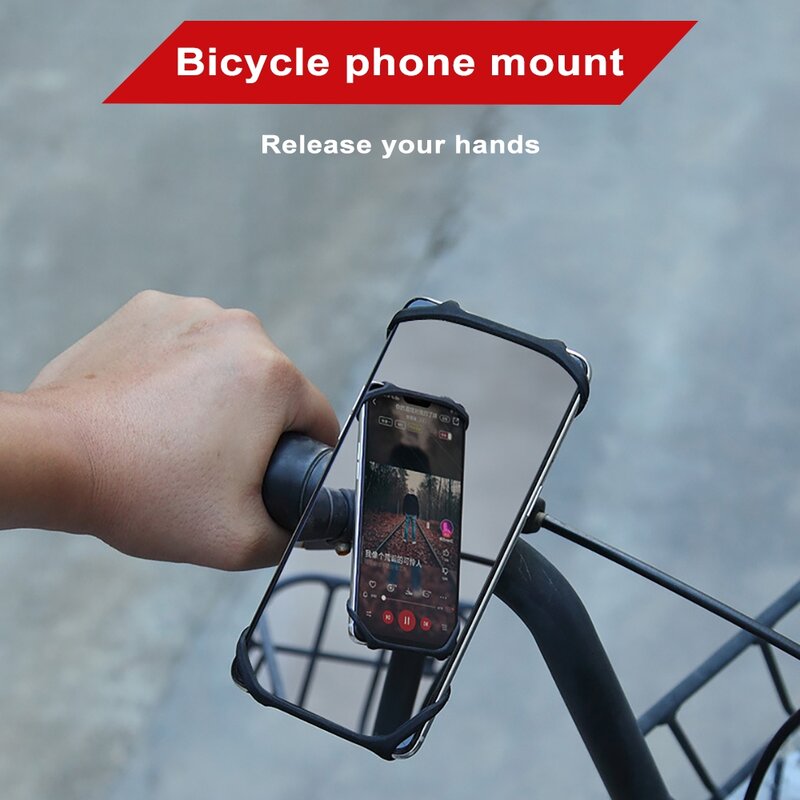 Aosting دراجة حامل هاتف الهاتف الذكي العالمي سوار للمعصم قابل للتعديل من السيليكون دراجة المقود لتحديد المواقع دعامة حامل جبل قوس