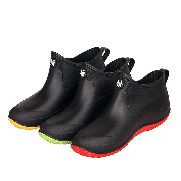 Rain Boots ใหม่ผู้หญิงฤดูร้อนสั้นผู้ชาย Top รองเท้ารองเท้ากันน้ำ Anti-Slip ยางรองเท้ากลางแจ้ง Wading รองเท้า