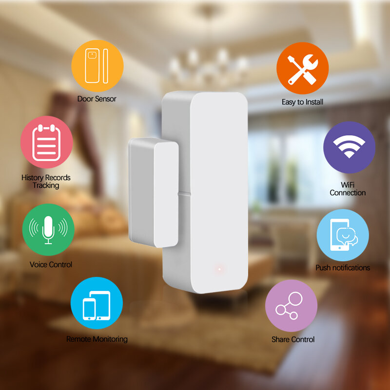 Tuya Smart Wifi Deur Sensor Deur Open Gesloten Detectoren Compatibel Met Alexa Google Home Smar Tlife App Anti-Diefstal deur Sensor