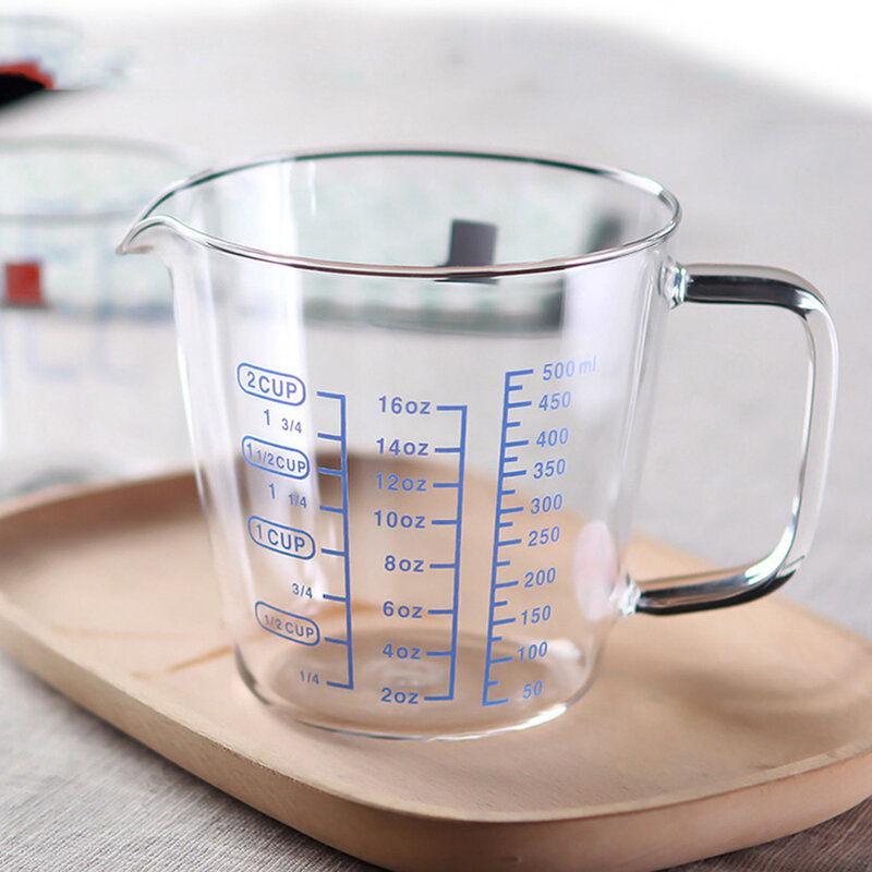 250 مللي/500 مللي مقاومة للحرارة قسط الزجاج المقوى قياس كوب الحليب مقياس الميكروويف قياس إبريق مع الأزرق قياس رقمي