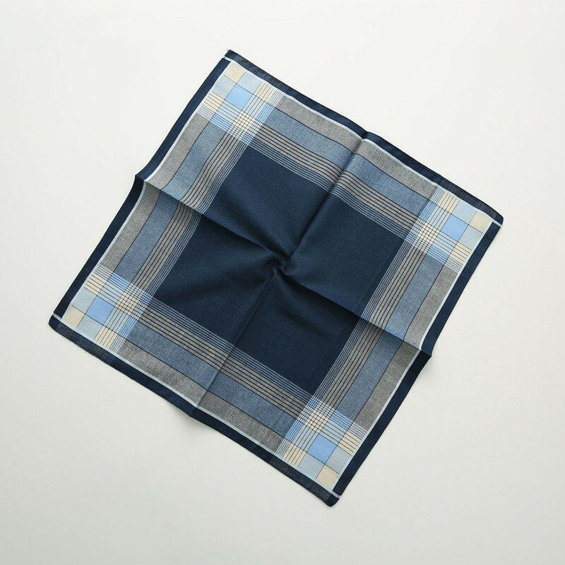 Men's Fashion Business Pure Cotton Jacquard Plaid Handkerchief Out Camping Picnic Eating Clean Portable Pocket Towel Harajuku