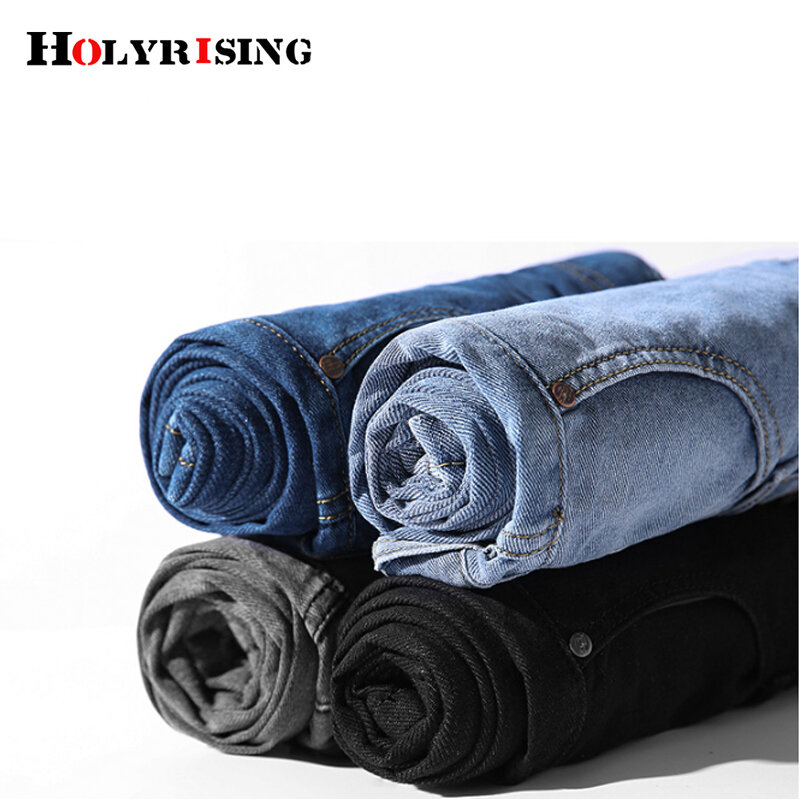 Holyrising الرجال الشارع الشهير الأزرق الجينز الكورية أزياء السراويل الذكور الدنيم السراويل واسعة الساق السراويل 4 اللون S-3XL
