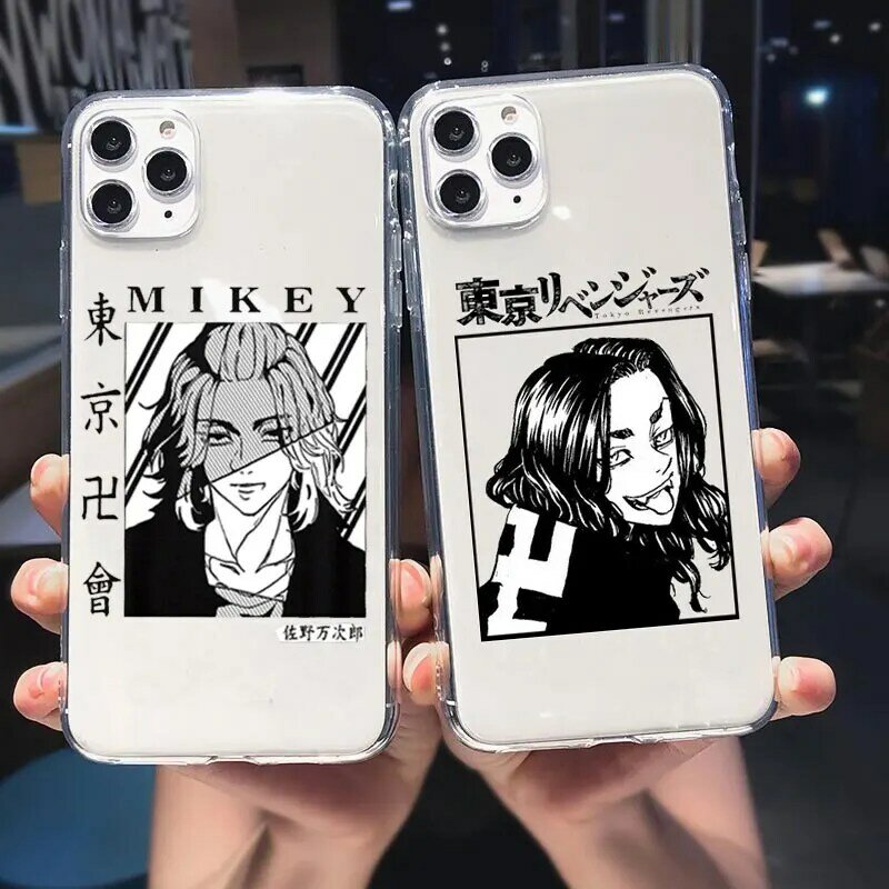 Anime japonês tóquio revengers caso de telefone para iphone 11 12 pro max xr x xs max 7 8 plus 6s se silicone macio claro capa fundas