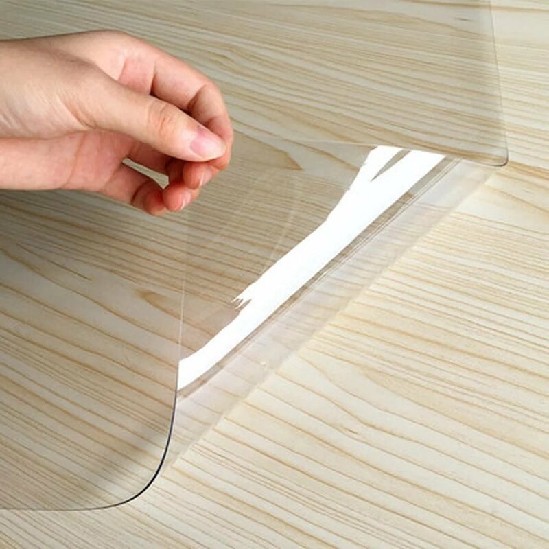 Tela transparente de PVC para mesa, mantel impermeable a prueba de aceite, estera de vidrio suave, cubierta de mesa de comedor de cocina, 1/1, 5mm de espesor