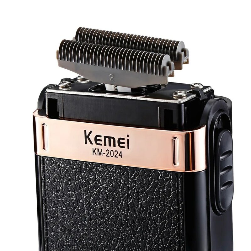 Kemei-barbeador elétrico recarregável usb masculino, barba, máquina de barbear, à prova d'água, sem fio, recarregável
