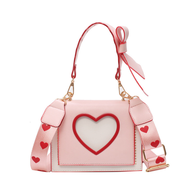 2021 novas mulheres de couro do plutônio designer bolsa arco amor coração kawaii tote saco bonito ombro mensageiro crossbody saco feminino