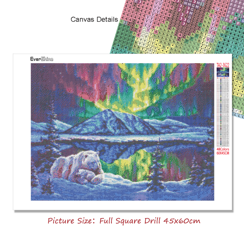 Evershine 5D DIY Diamond Painting Aurora Full Square Diamond Embroidery Landscape Cross Stitch Kit Home Decor Crafts