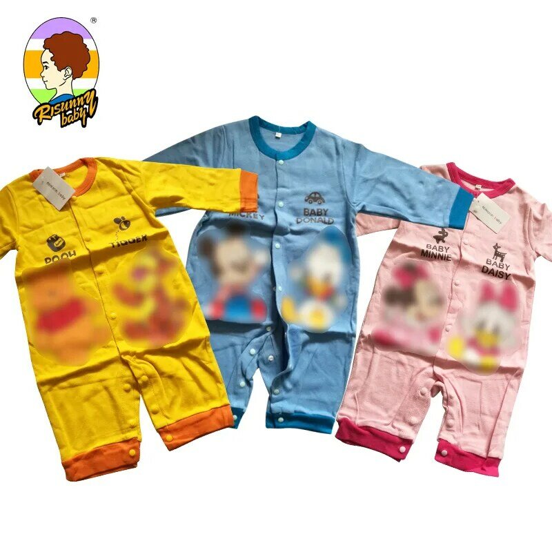 Risunnybaby-macacão infantil de algodão, peça única, macacão, primavera e outono, espessamento, roupa infantil